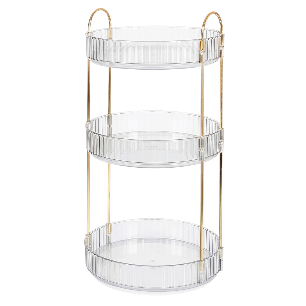 Ilus 360� Roating Makeup Organiser Vanity Countertop Shelf Cosmetic Holder White-2065254302464741384