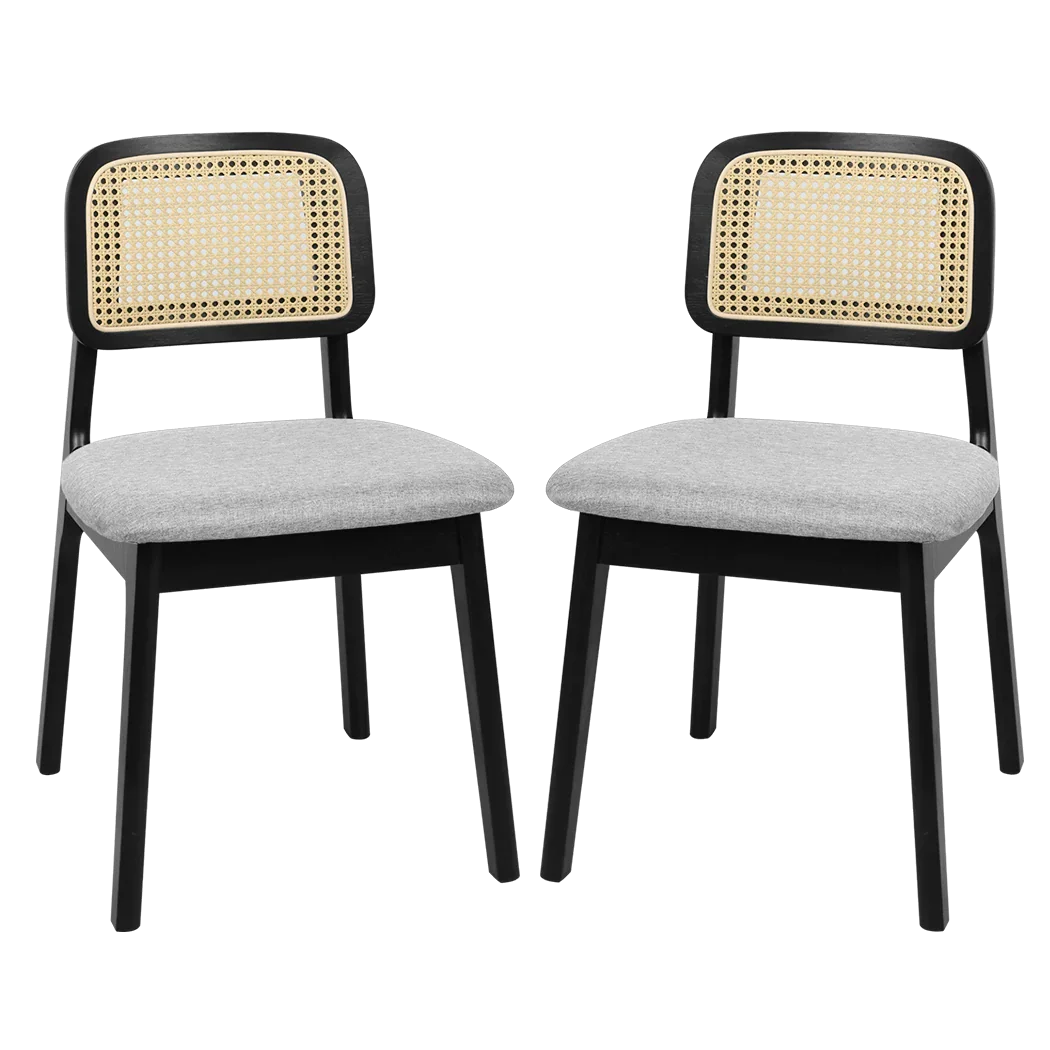 Levede Dining Chair Wood Rattan Armless Black x6-2029387211857858568
