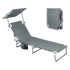 Levede Foldable Lounge Chairs with Canopy Grey-1910112248400056328