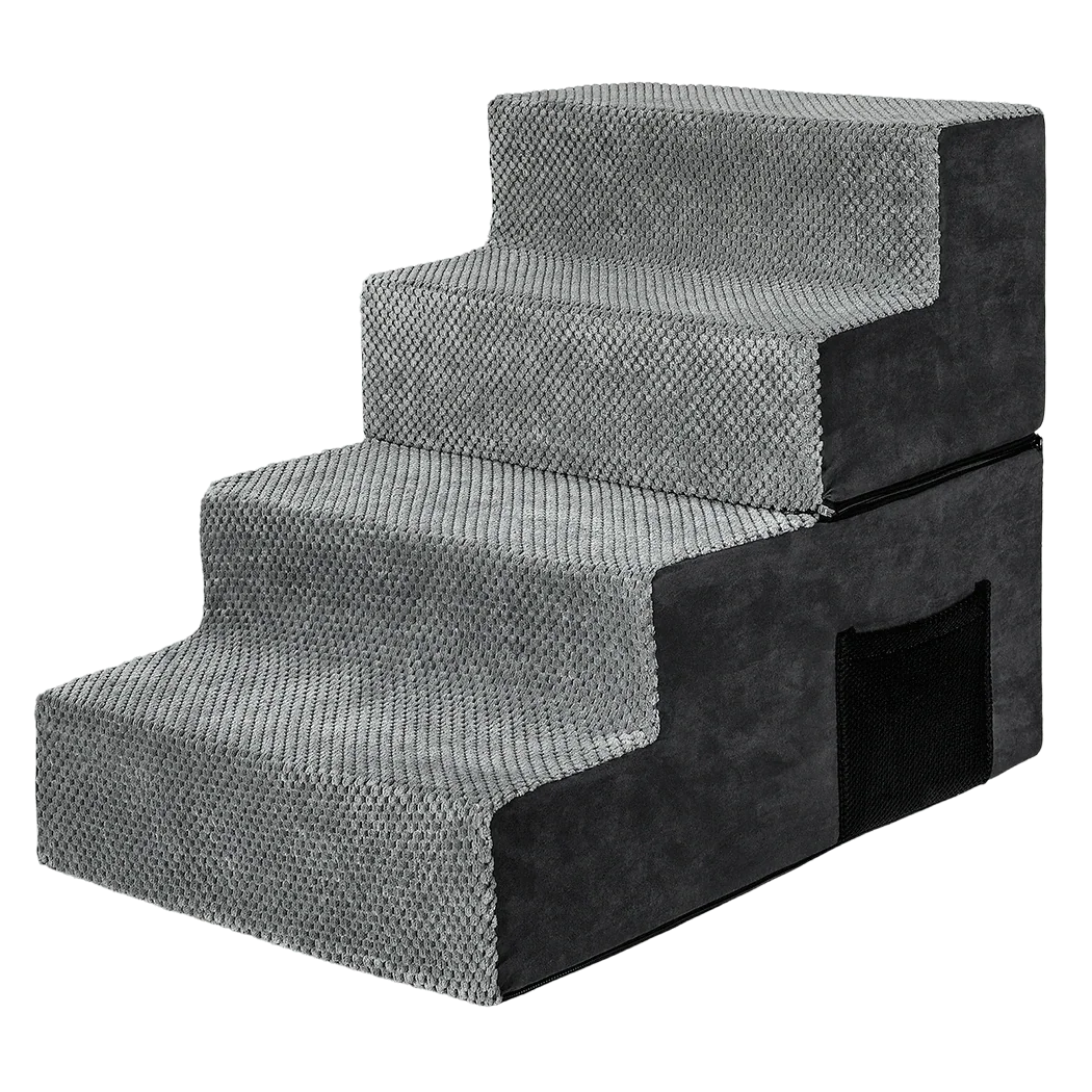 Pawz 4 Steps Pet Stairs Dog Ramp High Density Foam Grey-2006732767437656072