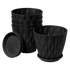 Toque Plant Pots 5 Pcs 8 Inchs Plastic Planter Pots with Drainage Saucers Black-2072893580812357640