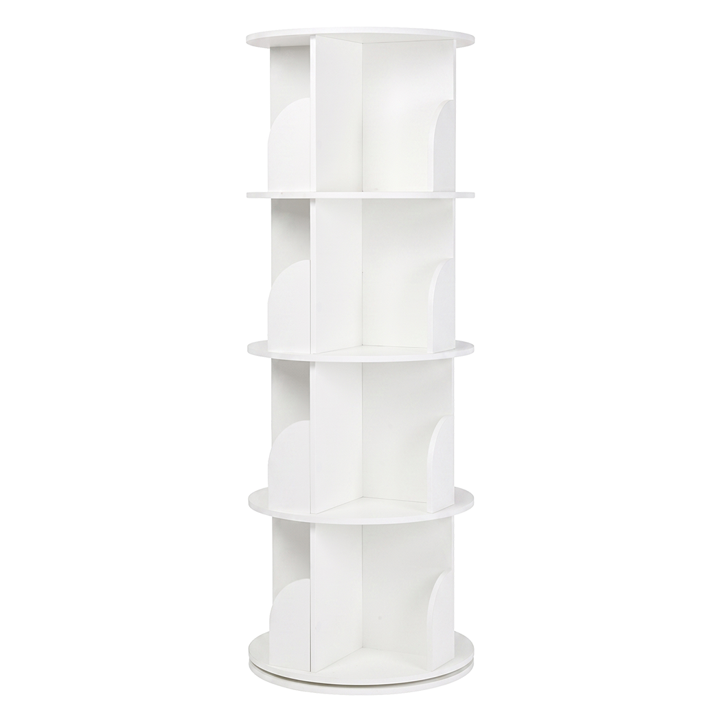 Levede Rotating Bookshelf 4 Tier Book Storage 360 Swivel Space Saving White-2109799589056548874