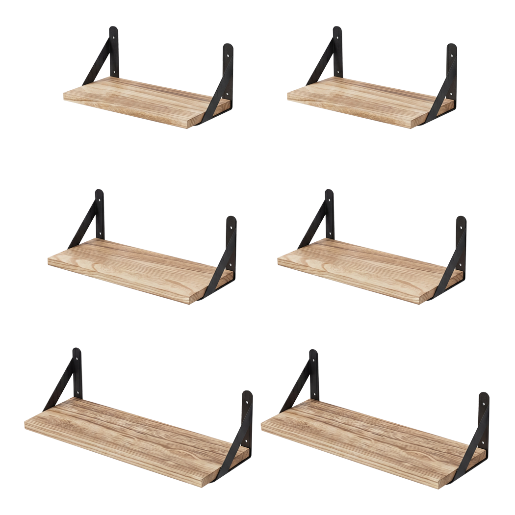 Levede Floating Wall Shelves 6 Pcs Wall Mounted Display Bookshelf Rack Kitchen-2050059024132608008