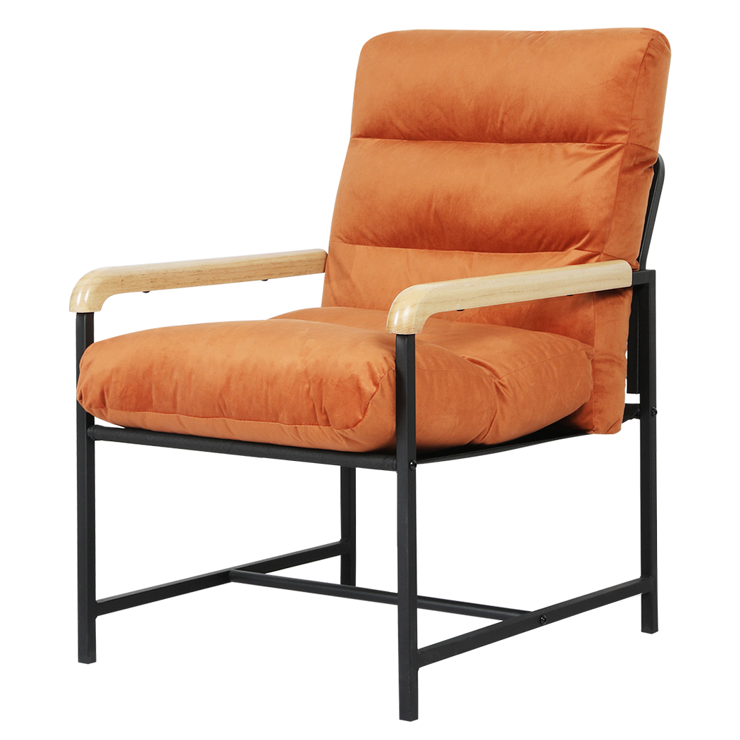 Levede Metal Framed Lounge Chair Velvet in Orange-1919278353270050824