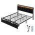 Levede King Bed Frame Leather Headboard RGB 2 Drawers-2050056739612659720