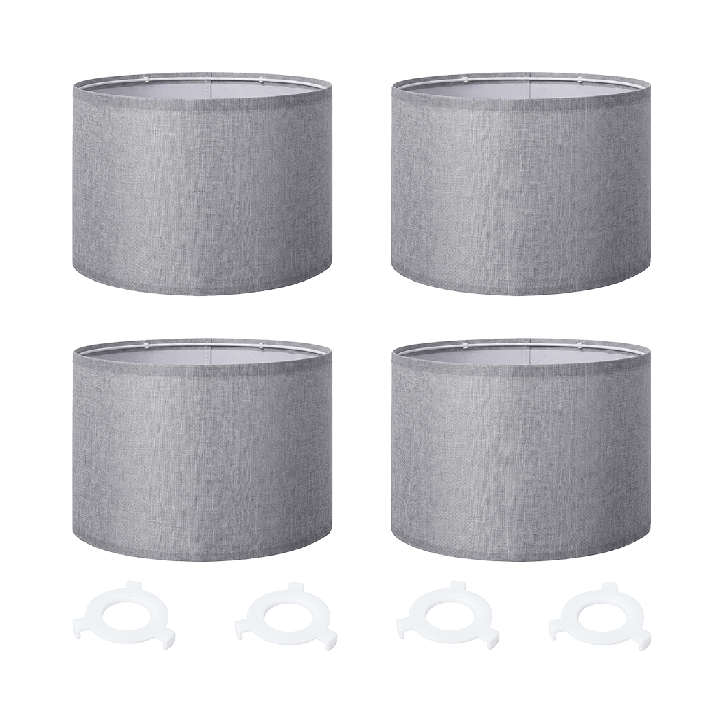 Emitto Lamp Shade 4pc Linen Drum E26 E27 with E14 Rings for Home Decor Grey-2109799596530798601