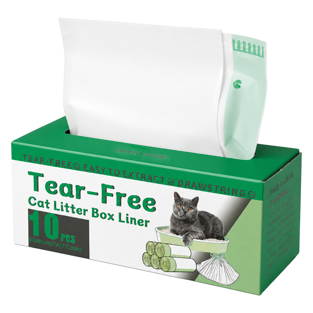 Pawz Cat Litter Bags 30 Pcs 94 x 45cm Drawstring 10kg HDPE White Green-2100034990661308424