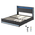 Levede King Bed Frame Fabric Storage Drawer LED USB-2029387305961263112
