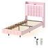 Levede Single Floating Bed Frame LED Headboard USB Pink-2050056739402944520