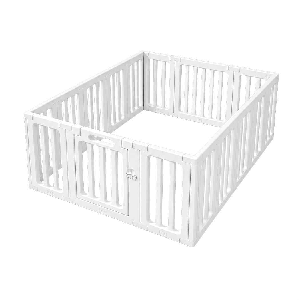 BoPeep Large Baby Playpen HDPE Safety Fence with 36 Suction Cups Indoor White-2100034970889359368