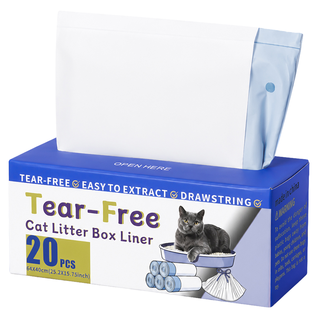 Pawz Cat Litter Bags 120Count Drawstring Cat Poop Bags HDPE White Blue-2100034990296403976