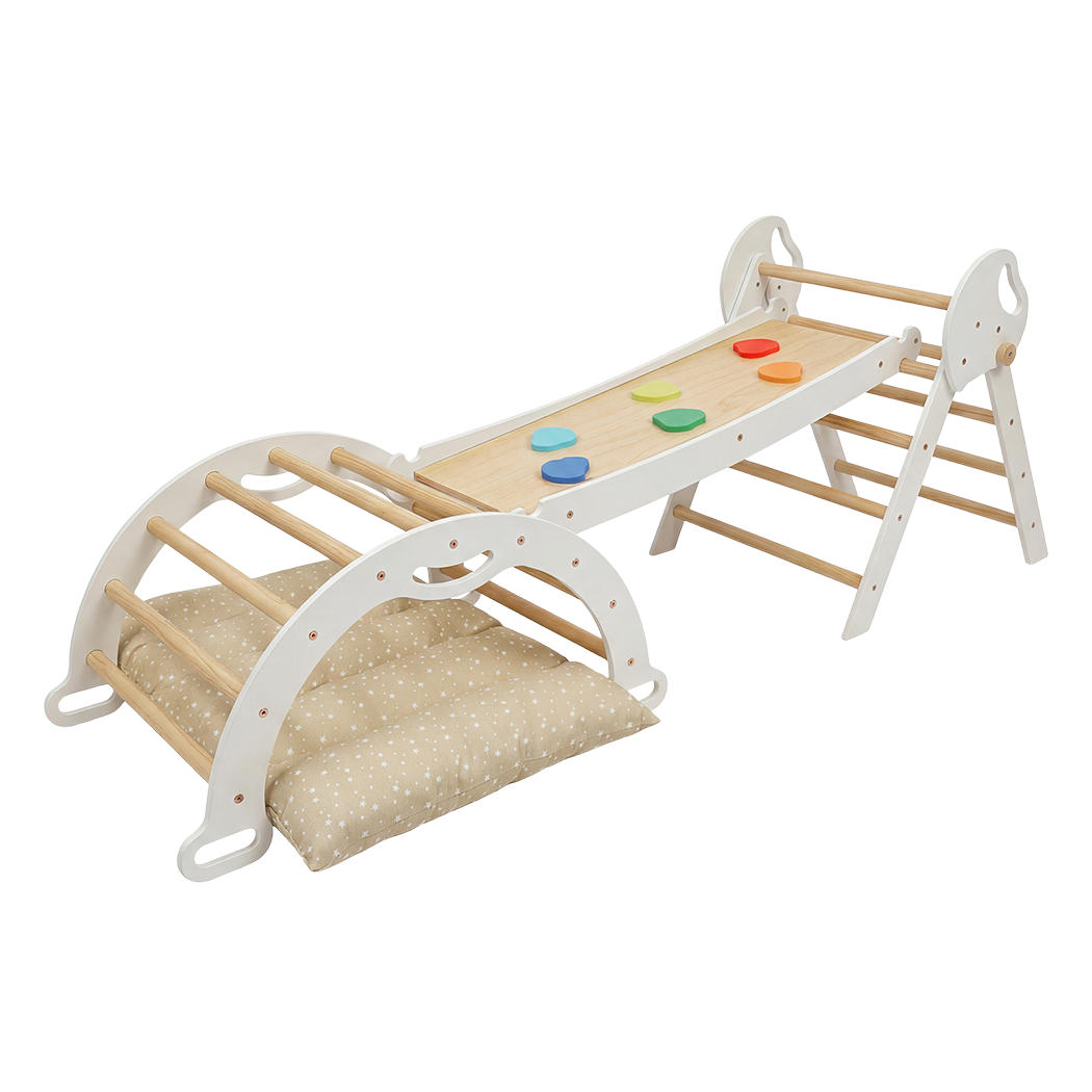 BoPeep Kids Climbing Toys Sets Toddler Toys Triangle Arch Climber Indoor White-2050059014536040456