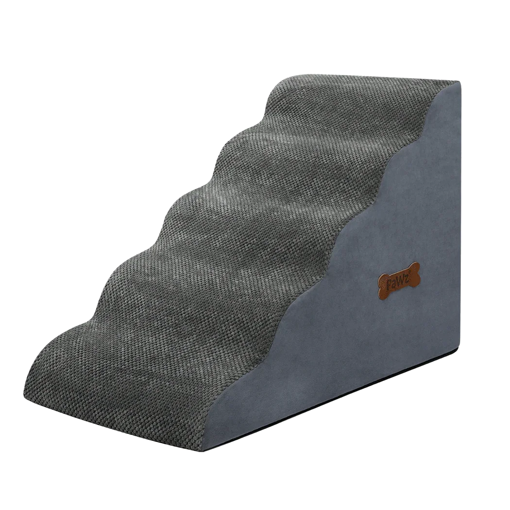 Pawz 5 Steps Pet Stairs Dog Ramp High Density Foam Grey-2029387208141705224