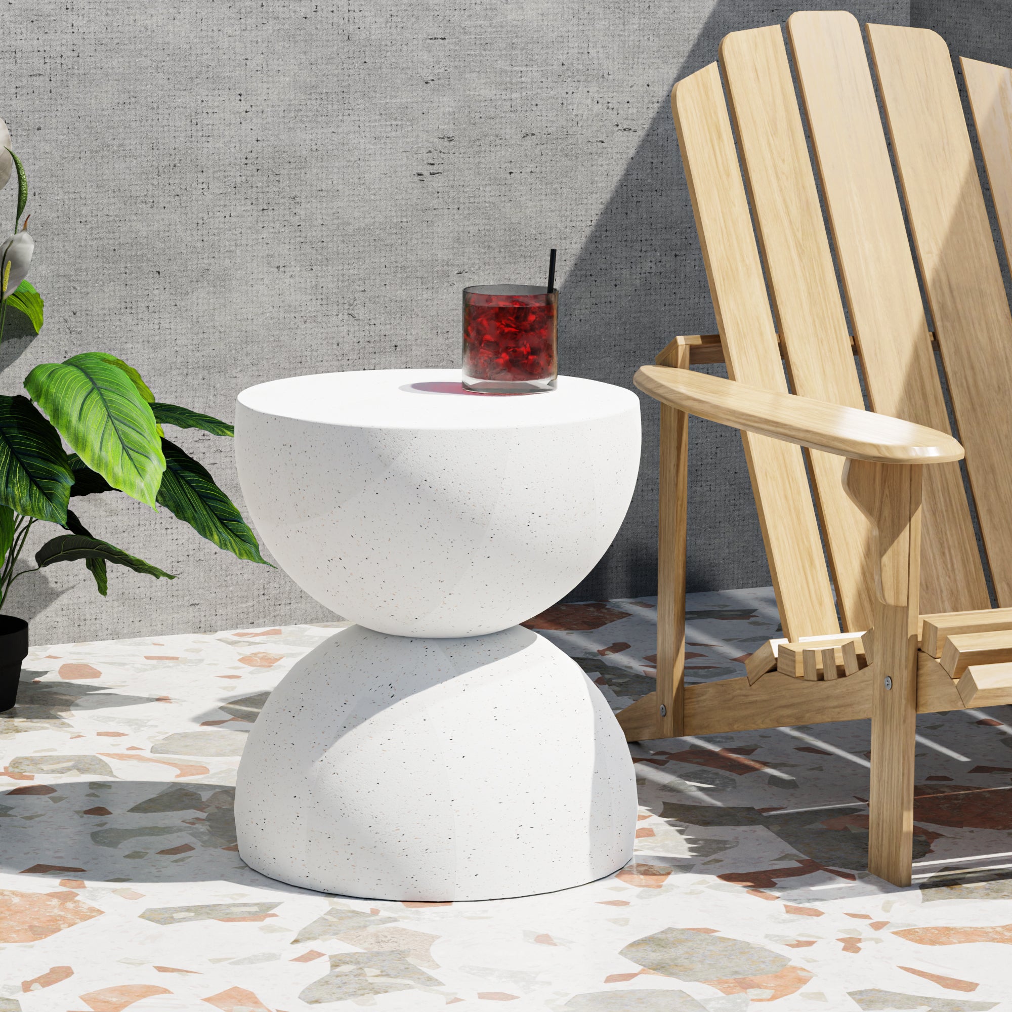 Levede Side Table Terrazzo Coffee Tables Beige-1864183282460135431