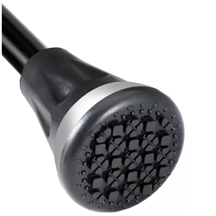 Adjustable Black Walking Stick with Folding Design and Shock Absorbing Tip-2087923993645060098