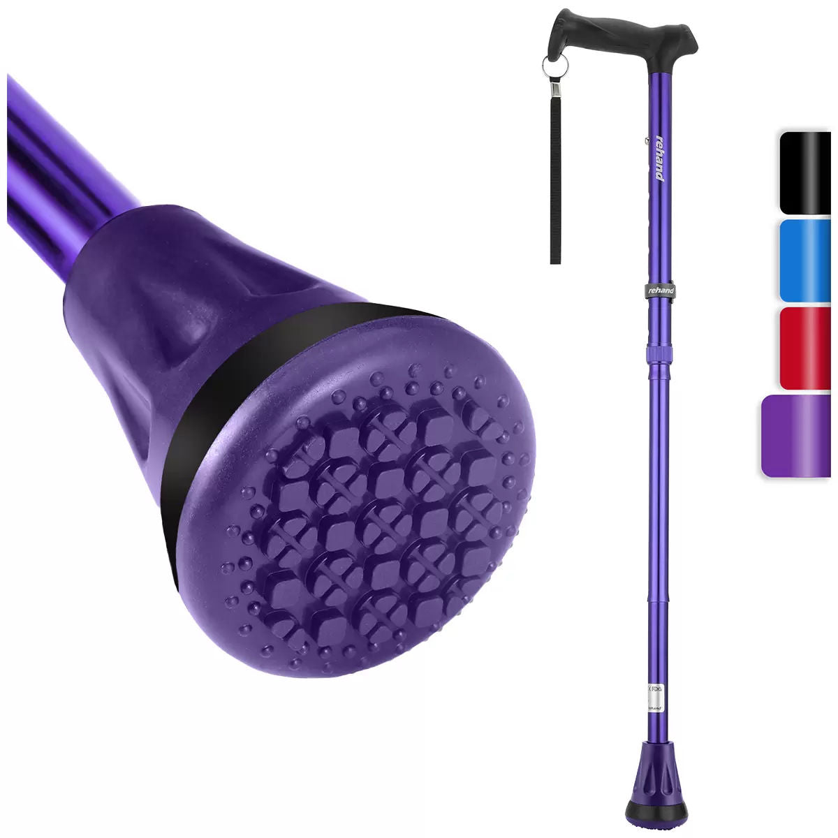 Adjustable Purple Walking Stick with Folding Design and Shock Absorbing Tip-2087923993737334786