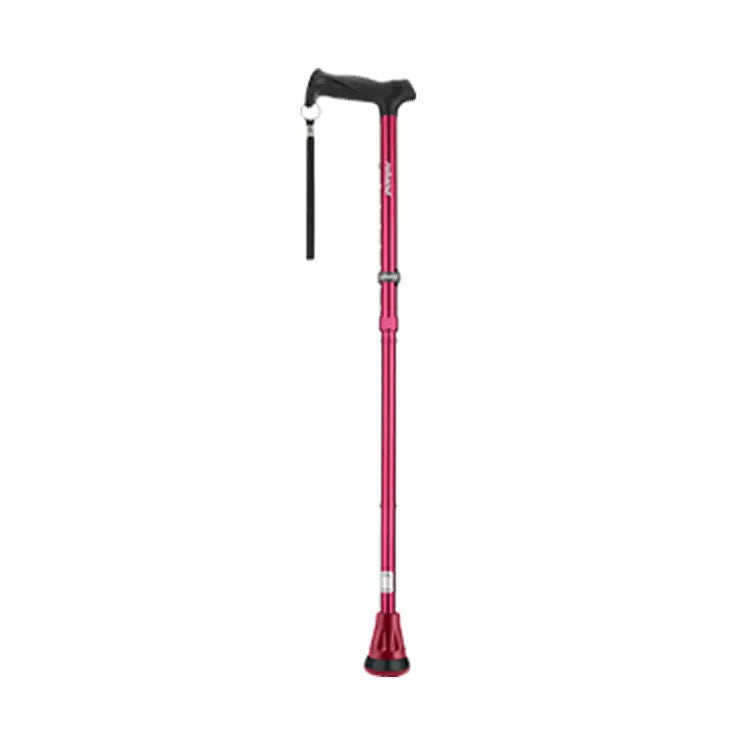 Red Walking Stick with Adjustable Height and Folding Design-2087923993817026561