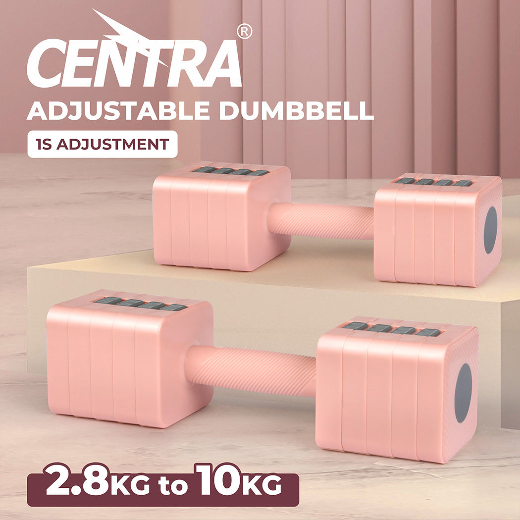 Centra 2x5kg Adjustable Dumbbell Set Pink Colour