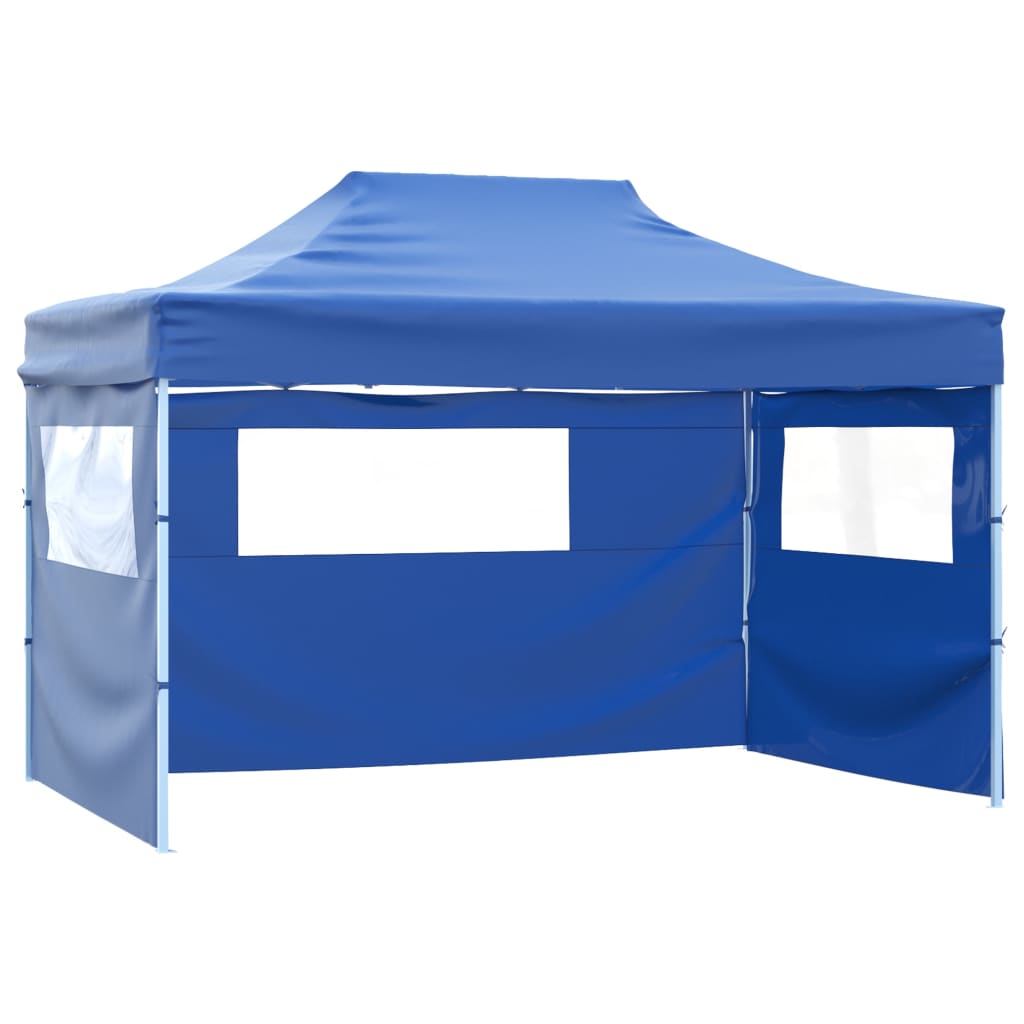 Foldable Tent Pop-Up with 4 Side Walls 3x4.5 m Blue