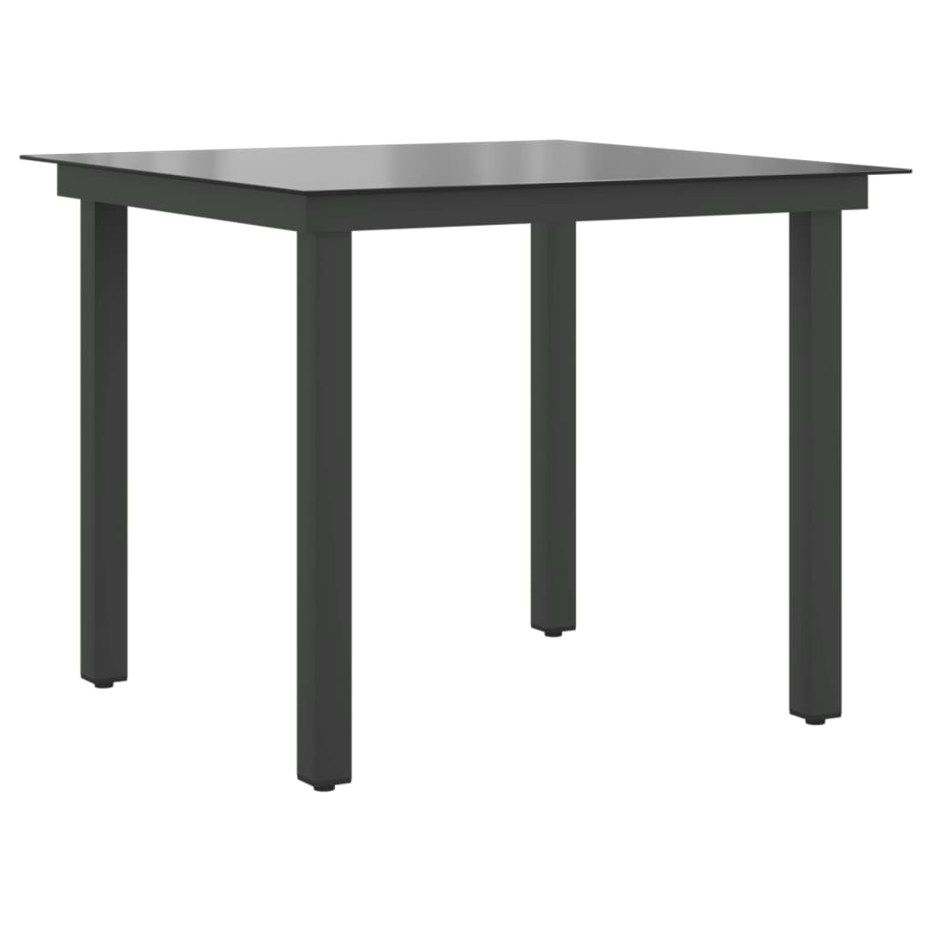 Garden Table Black 80x80x74 cm Aluminium and Glass