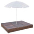 Outdoor Lounge Bed with Umbrella Poly Rattan Brown