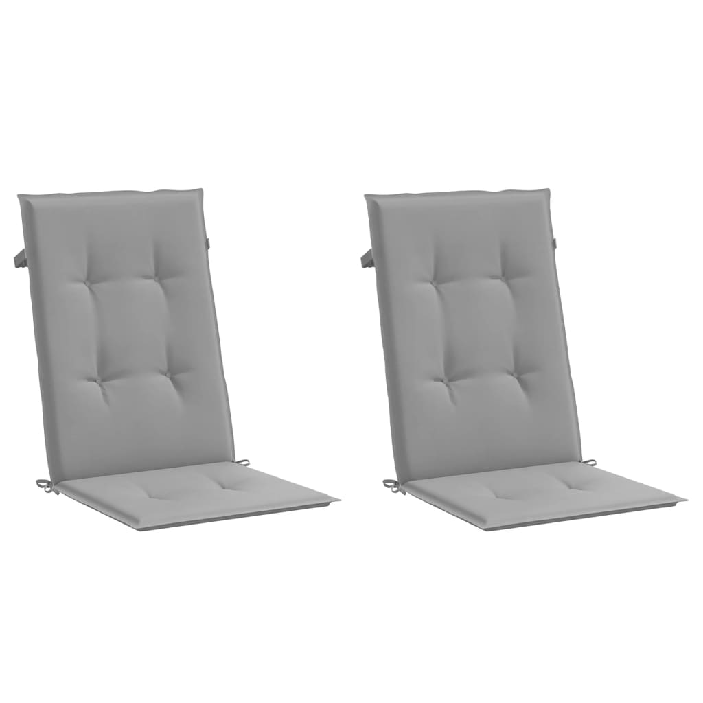 Garden Highback Chair Cushions 2 pcs Grey 120x50x3 cm Fabric