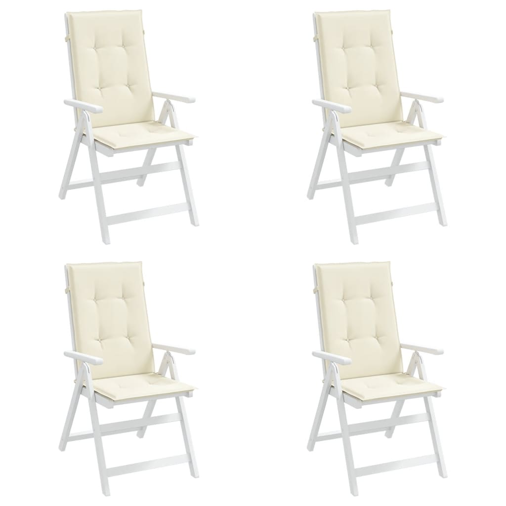 Garden Highback Chair Cushions 4 pcs Cream 120x50x3 cm Fabric