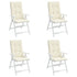 Garden Highback Chair Cushions 4 pcs Cream 120x50x3 cm Fabric