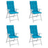 Garden Highback Chair Cushions 4 pcs Blue 120x50x3 cm Fabric