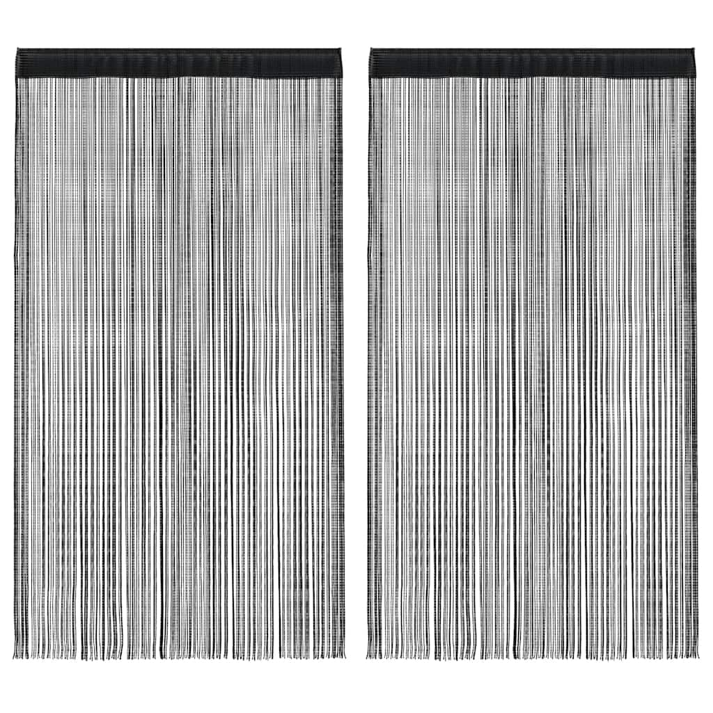 String Curtains 2 pcs 100x250 cm Black