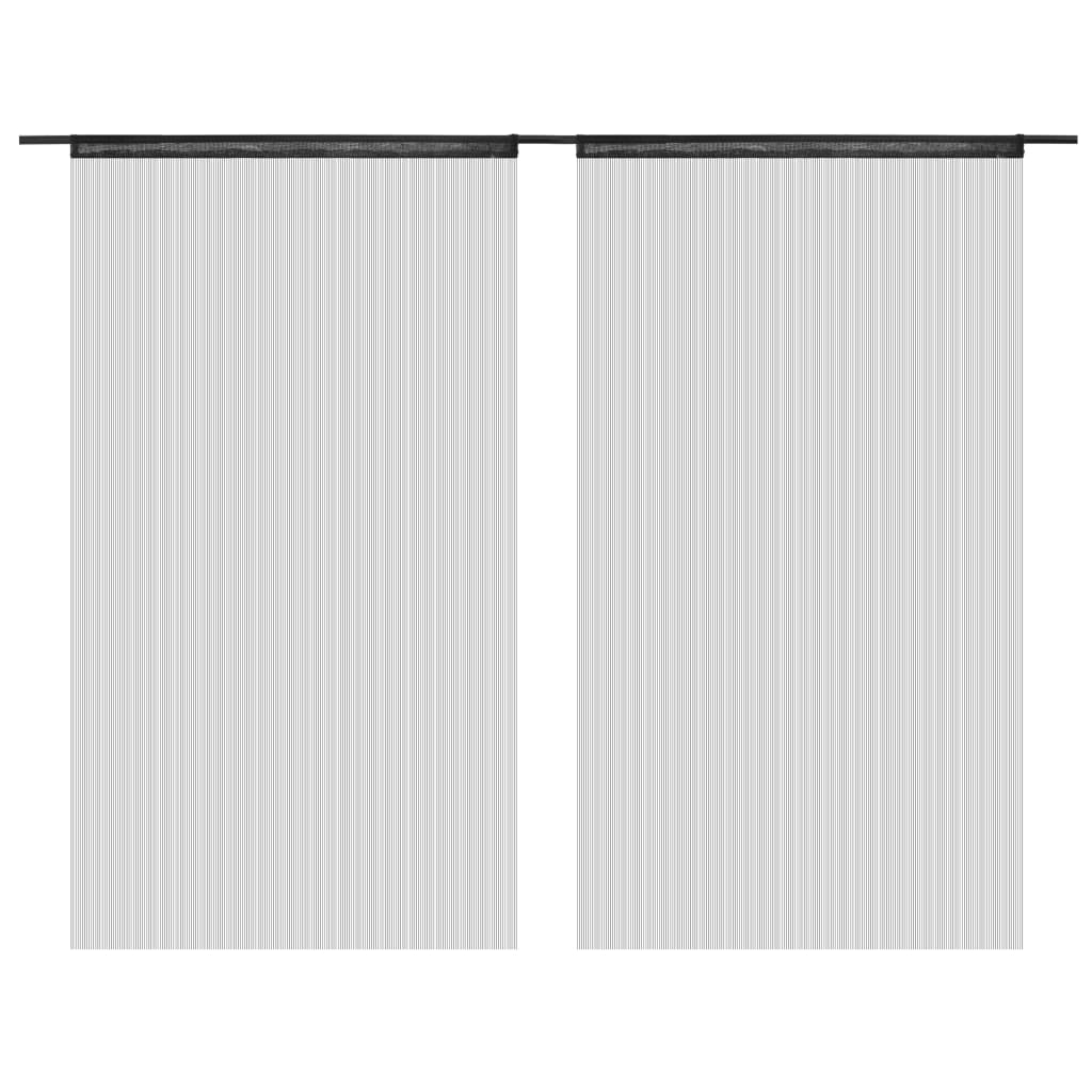 String Curtains 2 pcs 100x250 cm Black