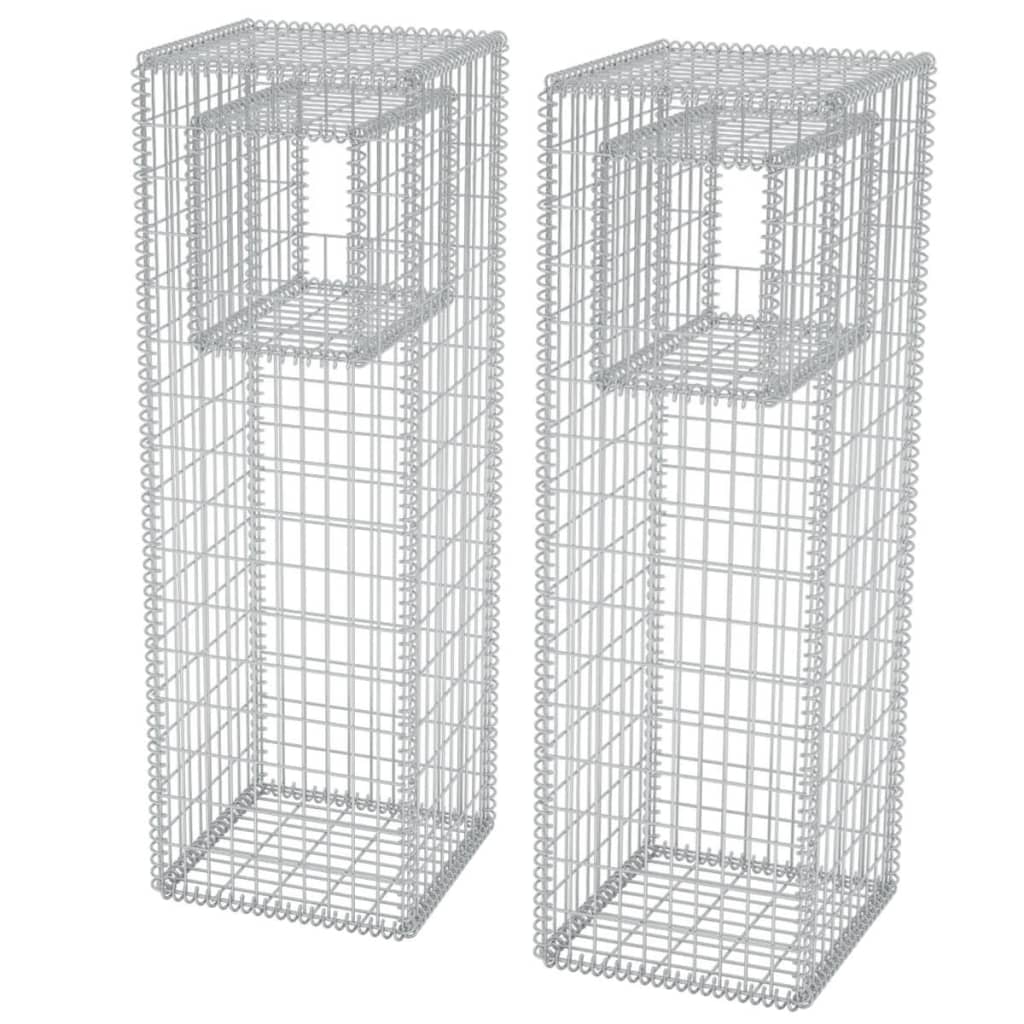 Gabion Basket Posts/Planters 2 pcs Steel 50x50x160 cm