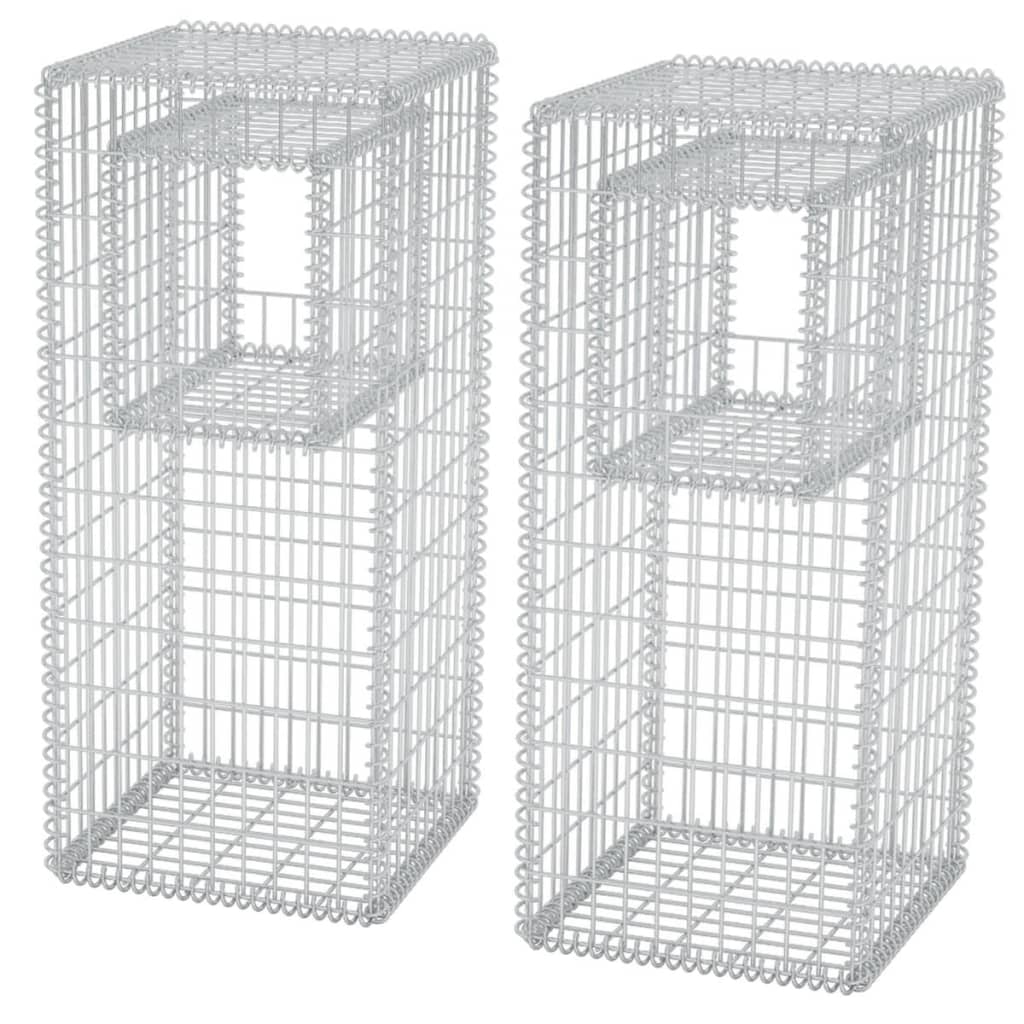 Gabion Basket Posts/Planters 2 pcs Steel 50x50x120 cm