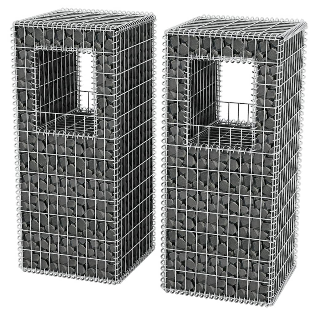 Gabion Basket Posts/Planters 2 pcs Steel 50x50x120 cm