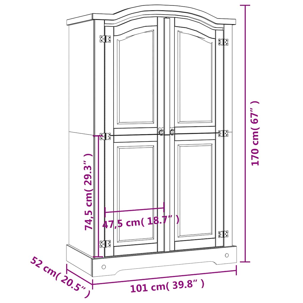 Wardrobe Mexican Pine Corona Range 2 Doors