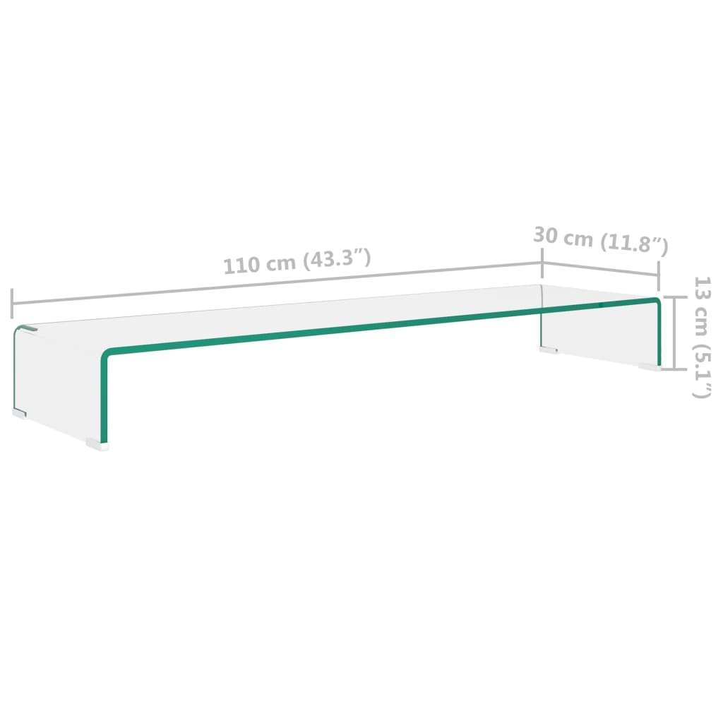 TV Stand/Monitor Riser Glass Clear 110x30x13 cm