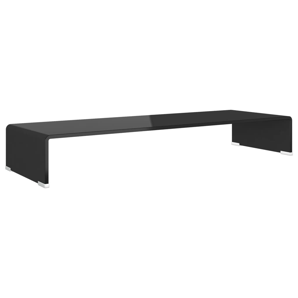 TV Stand/Monitor Riser Glass Black 90x30x13 cm