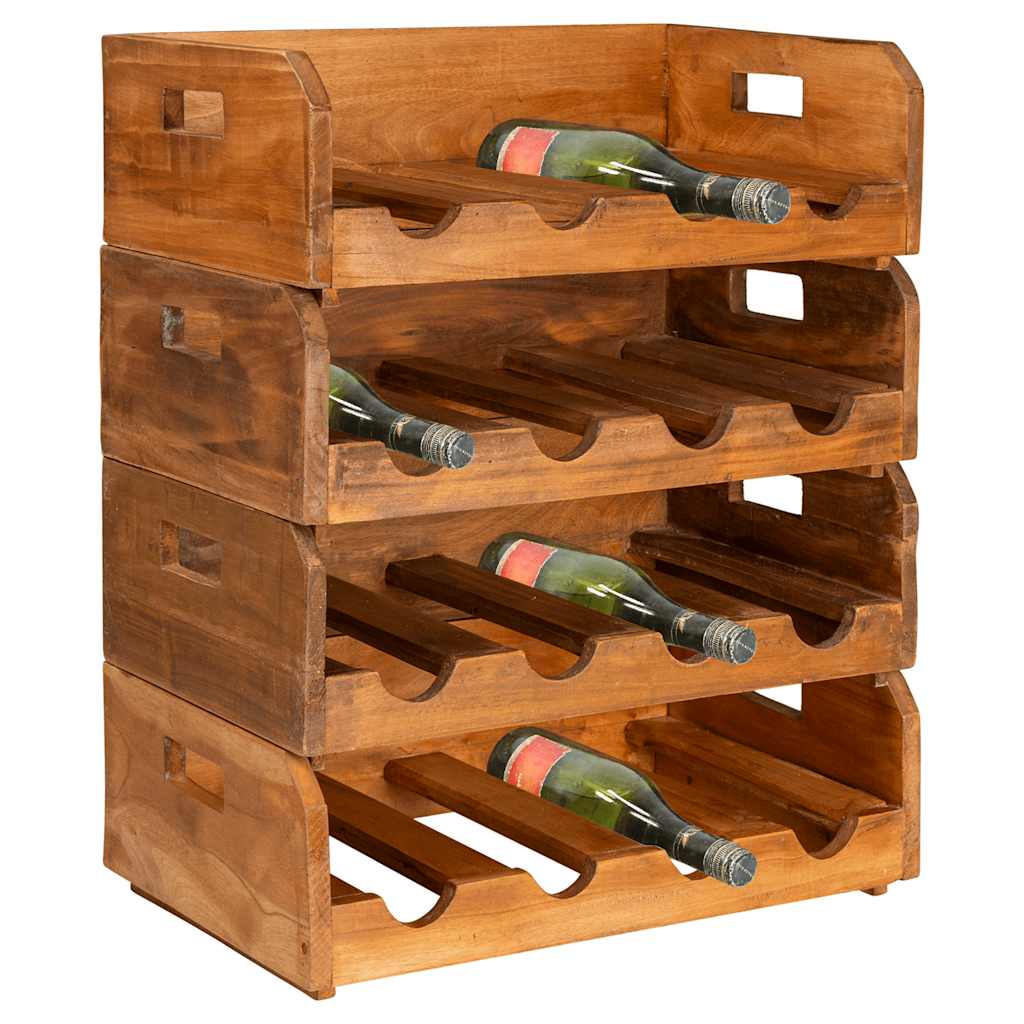 Wine Racks 4 pcs for 16 Bottles Solid Mahogany Wood