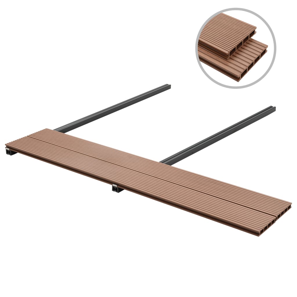 WPC Decking Boards with Accessories 15 m² 4 m Brown