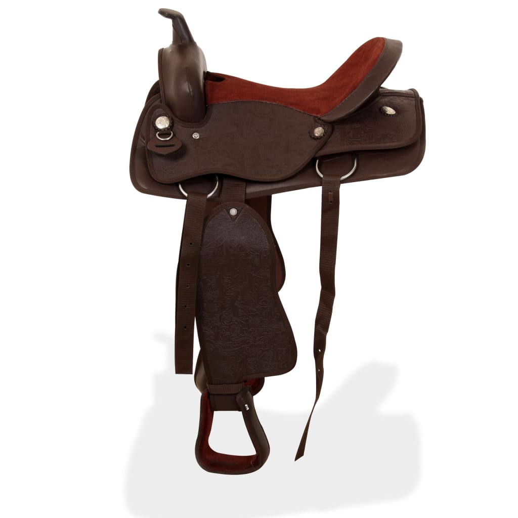 Western Saddle, Headstall&Breast Collar Real Leather 17