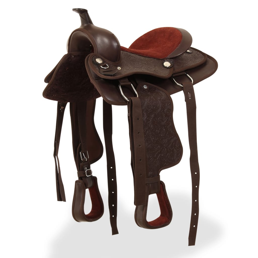 Western Saddle, Headstall&Breast Collar Real Leather 12