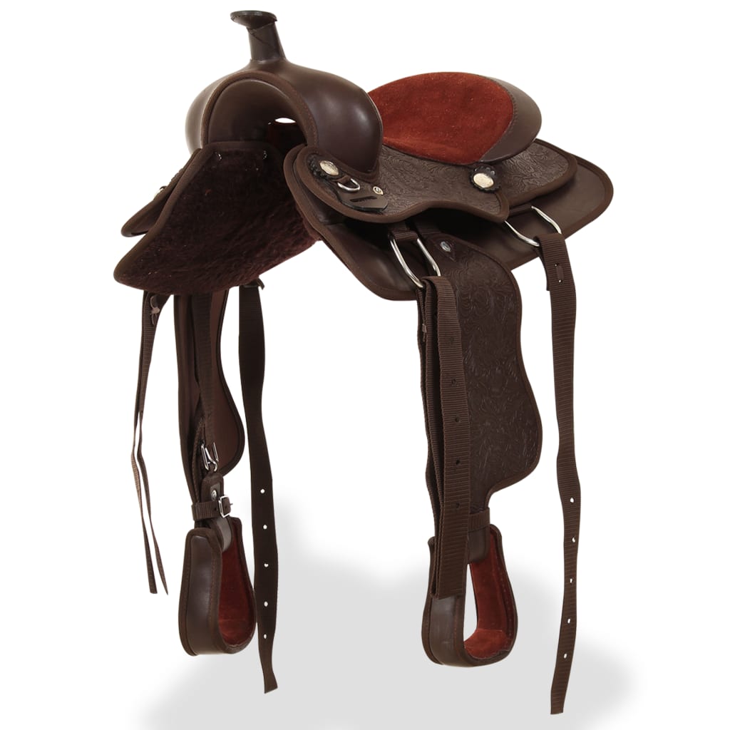 Western Saddle, Headstall&Breast Collar Real Leather 12