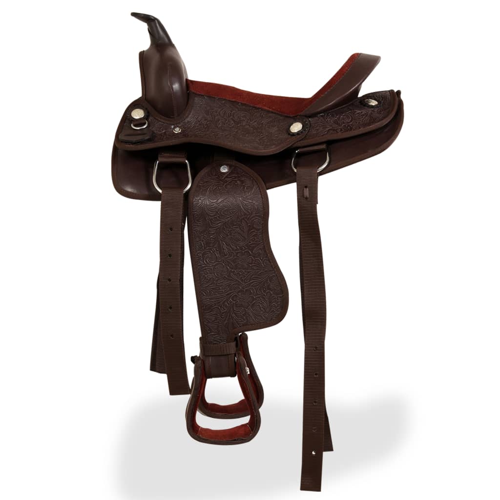 Western Saddle, Headstall&Breast Collar Real Leather 12