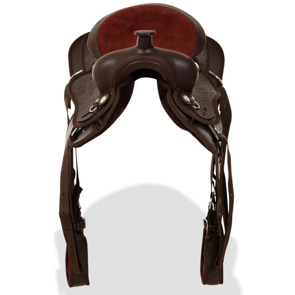 Western Saddle, Headstall&Breast Collar Real Leather 12