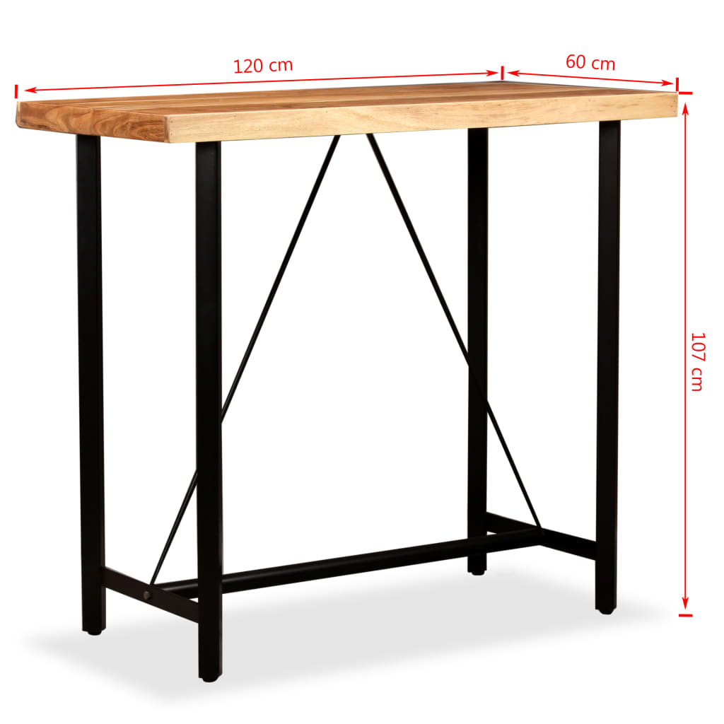 Bar Table 120x60x107 cm Solid Acacia Wood