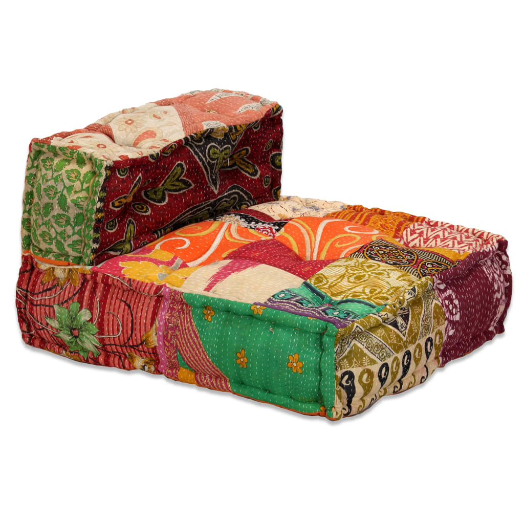 4-Seater Modular Pouffe Patchwork Fabric