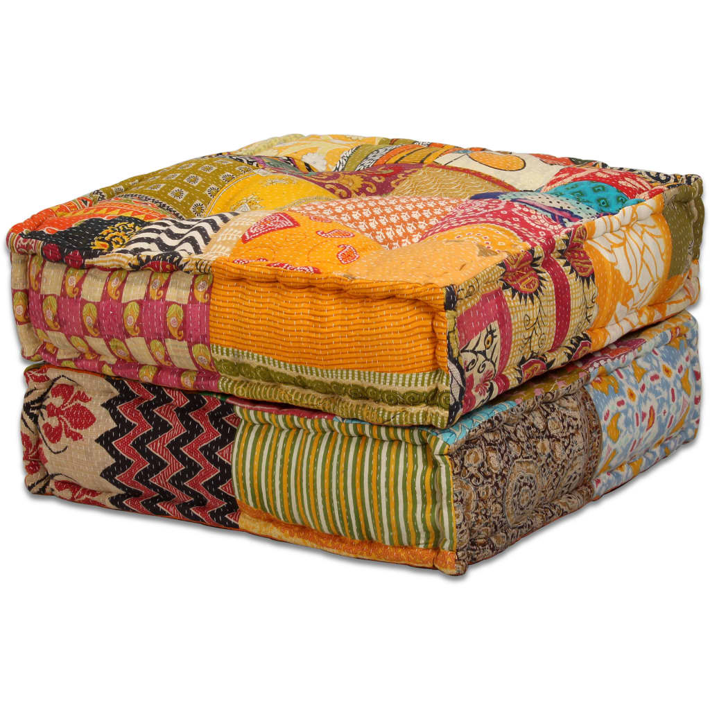 4-Seater Modular Pouffe Patchwork Fabric