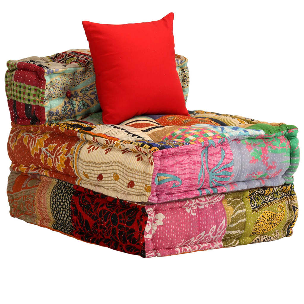 3-Seater Modular Pouffe Patchwork Fabric