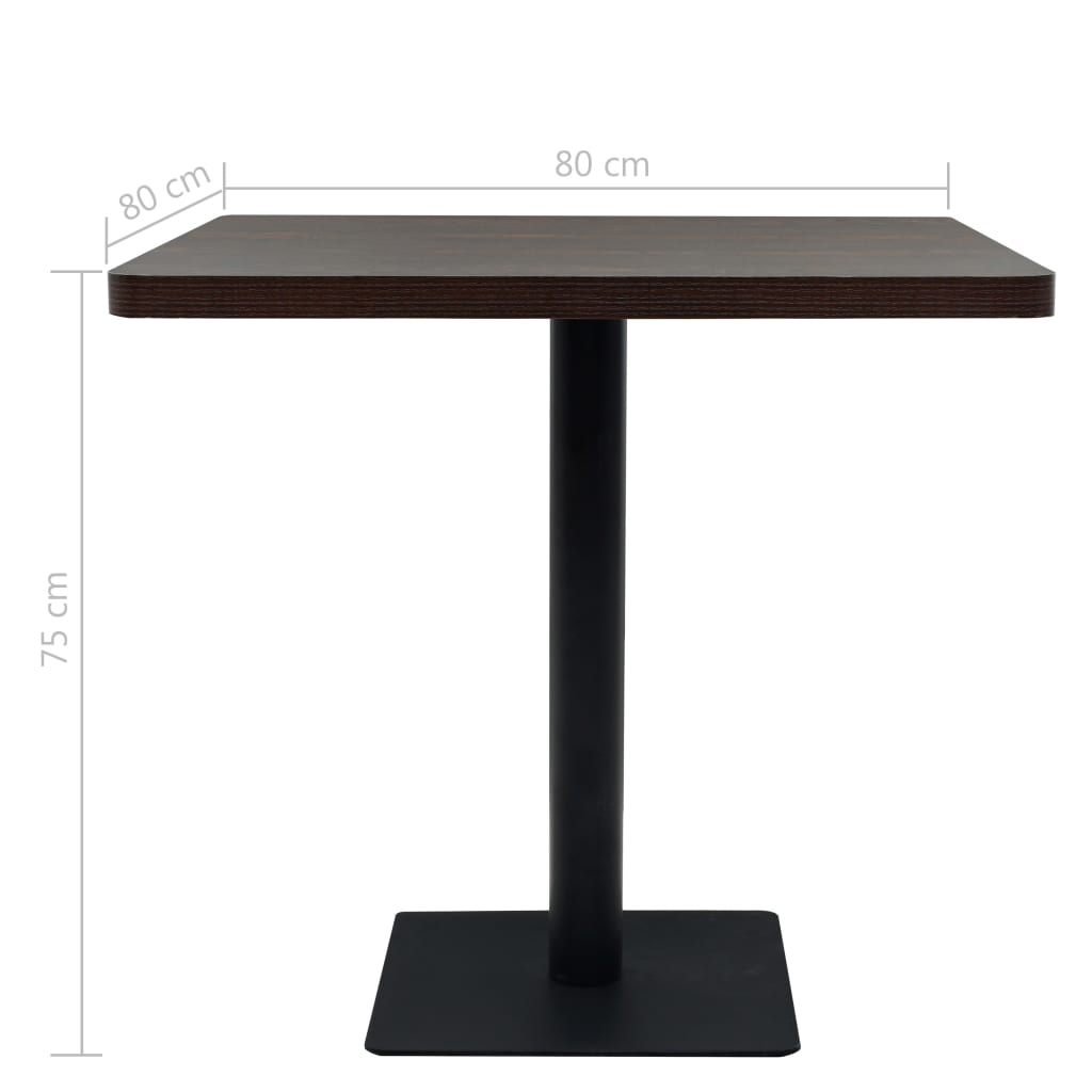 Bistro Table MDF and Steel Square 80x80x75 cm Dark Ash