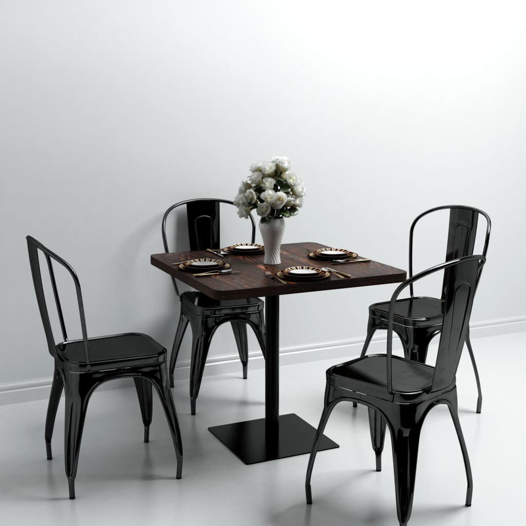 Bistro Table MDF and Steel Square 80x80x75 cm Dark Ash